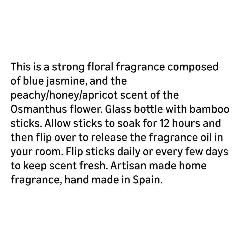 Vila Hermanos Blue Jasmine Osmanthus REED DIFFUSER 3.38oz Discontinued Scent